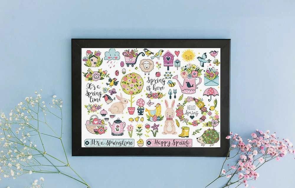Letistitch Kryželiu siuvinėjimo rinkinys "Spring Sampler" 38x27cm SLETIL9937