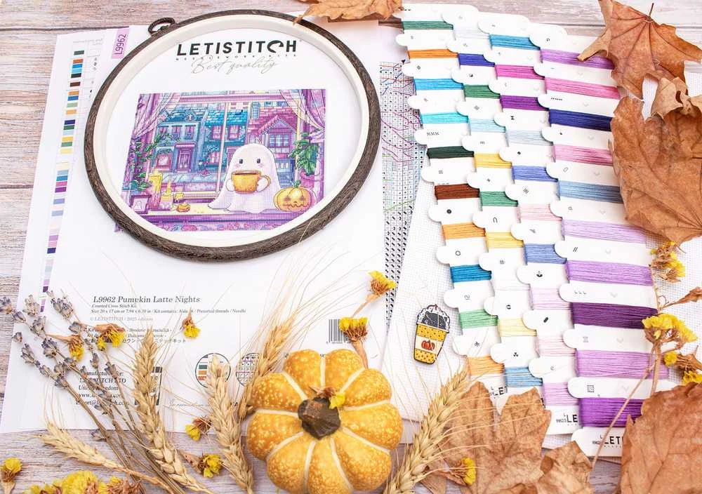 Letistitch Kryželiu siuvinėjimo rinkinys "Moliūginių Latte Naktys" 20x17 cm SLETIL9962