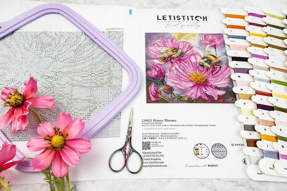 Letistitch Kryželiu siuvinėjimo rinkinys „Medaus žiedai“ 23x23 cm SLETIL9933