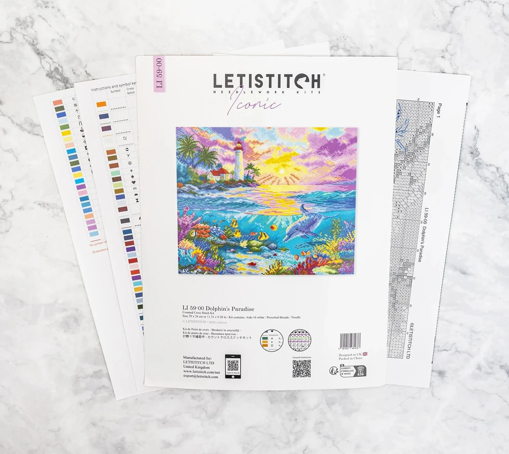 Letistitch Siuvinėjimo kryželiu rinkinys "Delfinų rojus" 29x24 cm LI59-00
