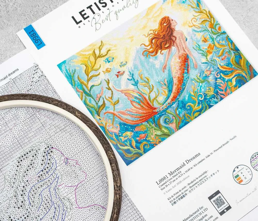 Letistitch Siuvinėjimo kryželiu rinkinys "Vandens mergelės svajonės" 36 x 27 cm SLETIL9981