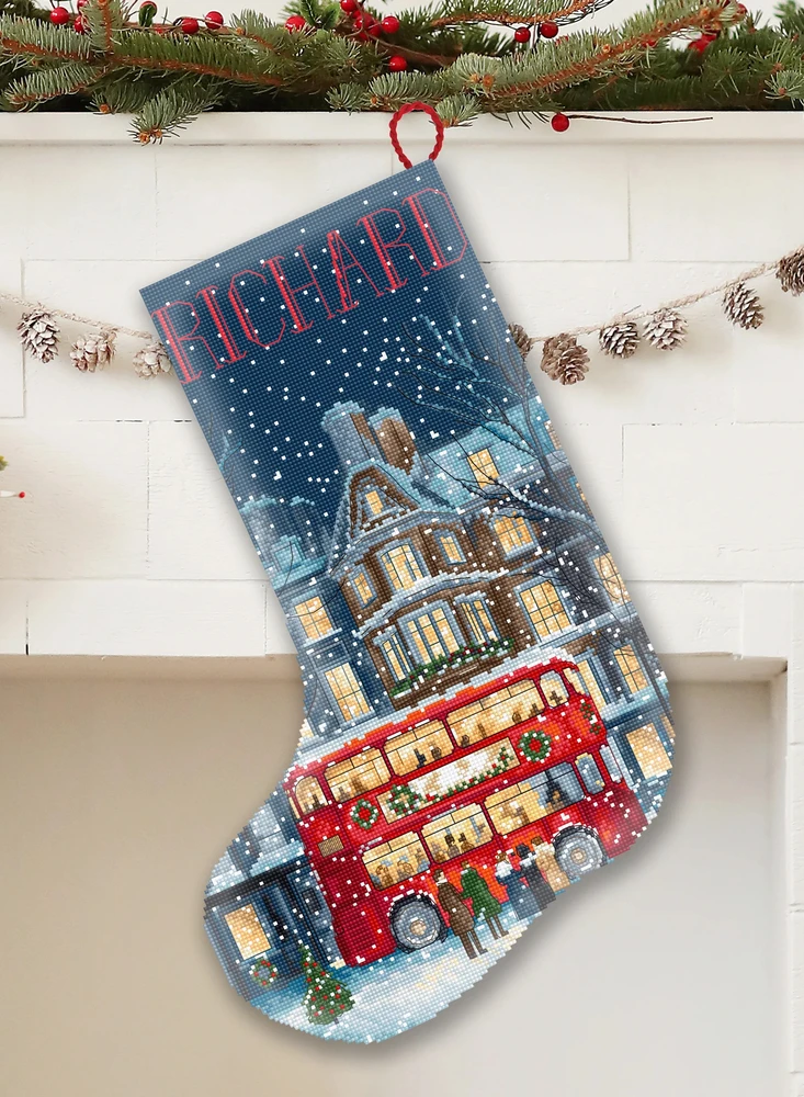 Letistitch Siuvinėjimo kryželiu rinkinys "London Christmas Bus Stocking" 25 x 37 cm L10-003