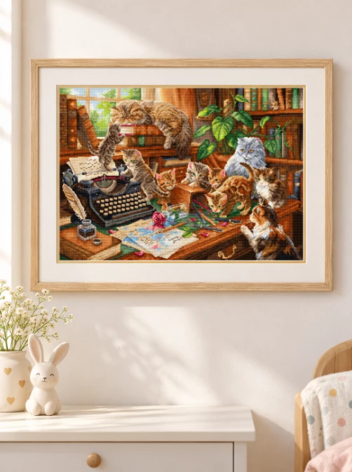 Letistitch Siuvinėjimo kryželiu rinkinys "Žaismingų letenėlių dirbtuvės" 45 × 32 cm SLETIL9992