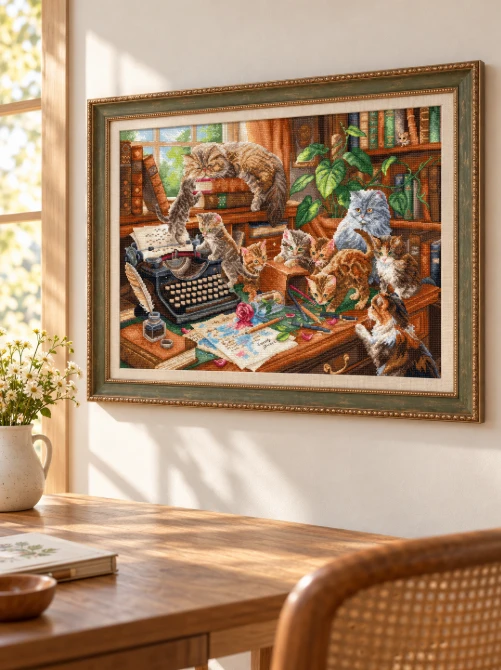 Letistitch Siuvinėjimo kryželiu rinkinys "Žaismingų letenėlių dirbtuvės" 45 × 32 cm SLETIL9992
