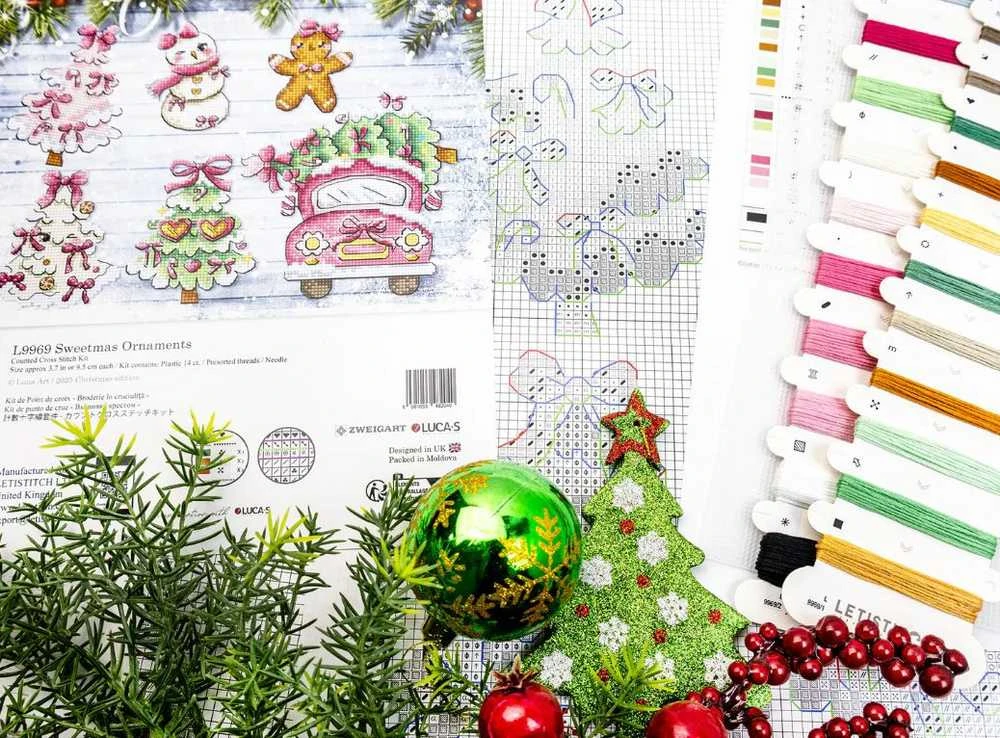 Letistitch Ristinukai rinkinys "Kalėdiniai papuošalai" 9 cm (6 vnt.) SLETIL9969