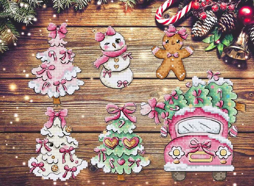 Letistitch Ristinukai rinkinys "Kalėdiniai papuošalai" 9 cm (6 vnt.) SLETIL9969