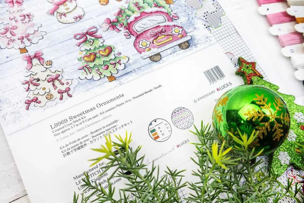Letistitch Ristinukai rinkinys "Kalėdiniai papuošalai" 9 cm (6 vnt.) SLETIL9969