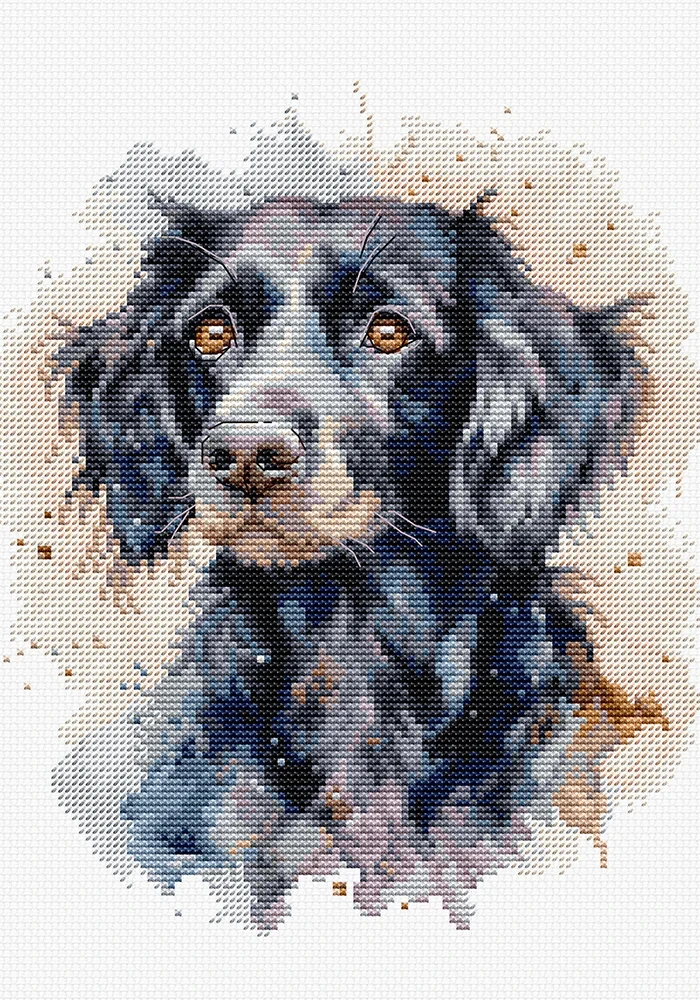 luca S Skaičiuojamo kryžminio siuvinėjimo rinkinys su lankeliu „The Border Collie“ 17x20cm SBC213