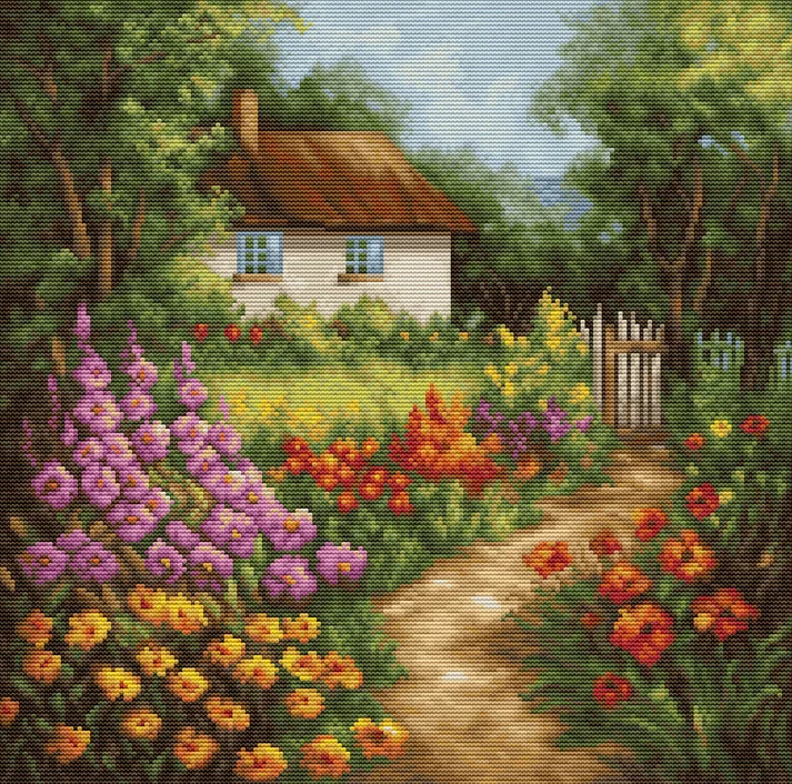 luca S Skaičiuojamas kryželiu rinkinys "Kaimo namas" 30x30cm SBU5029