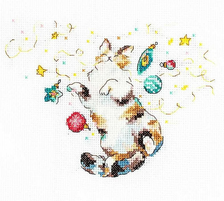 LetiStitch luca S Katės laimė 15x11 cm SLETIL8812