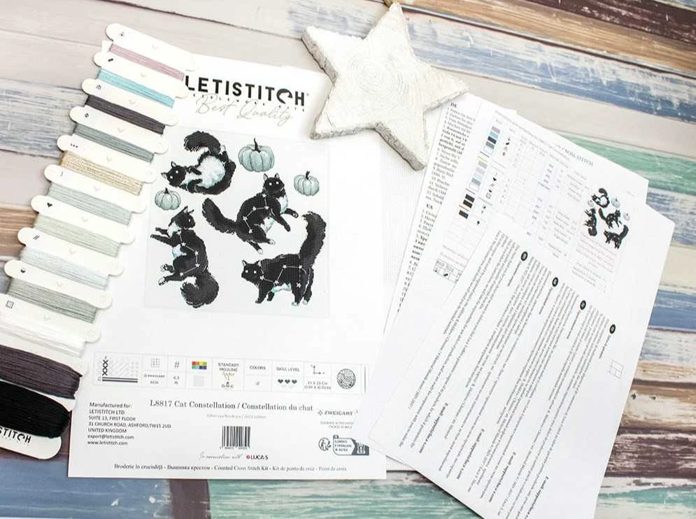 LetiStitch luca S Katės žvaigždynas 28x27 cm SLETIL8817