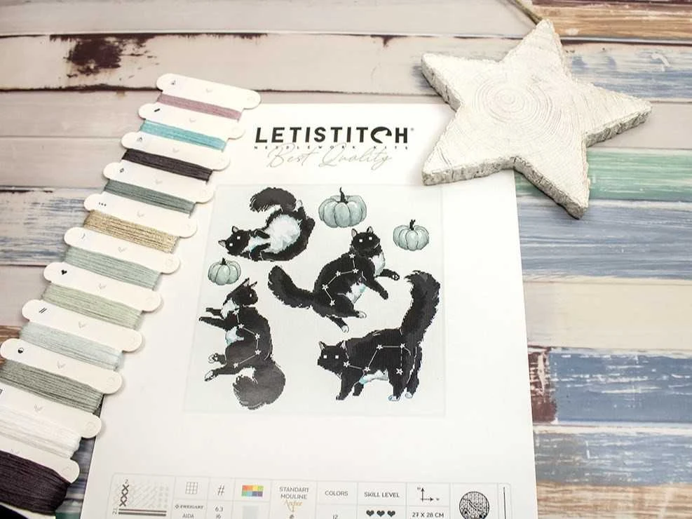 LetiStitch luca S Katės žvaigždynas 28x27 cm SLETIL8817