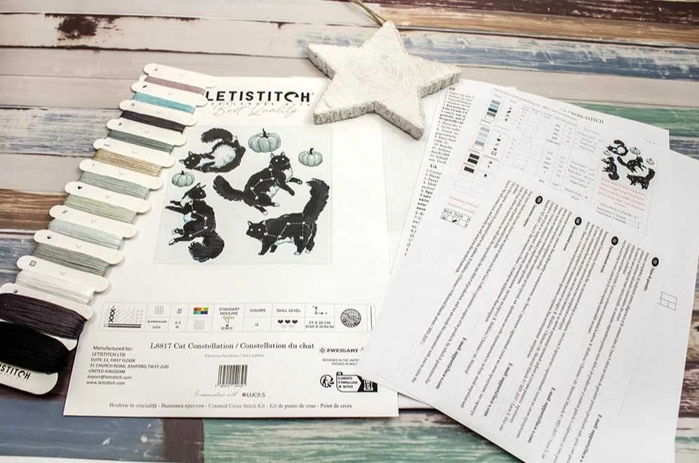 LetiStitch luca S Katės žvaigždynas 28x27 cm SLETIL8817
