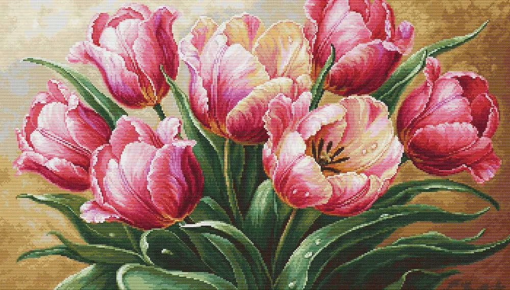 luca S Kryželiu siuvinėjimo rinkinys „Grakštūs tulpės“ 56x32cm SB718