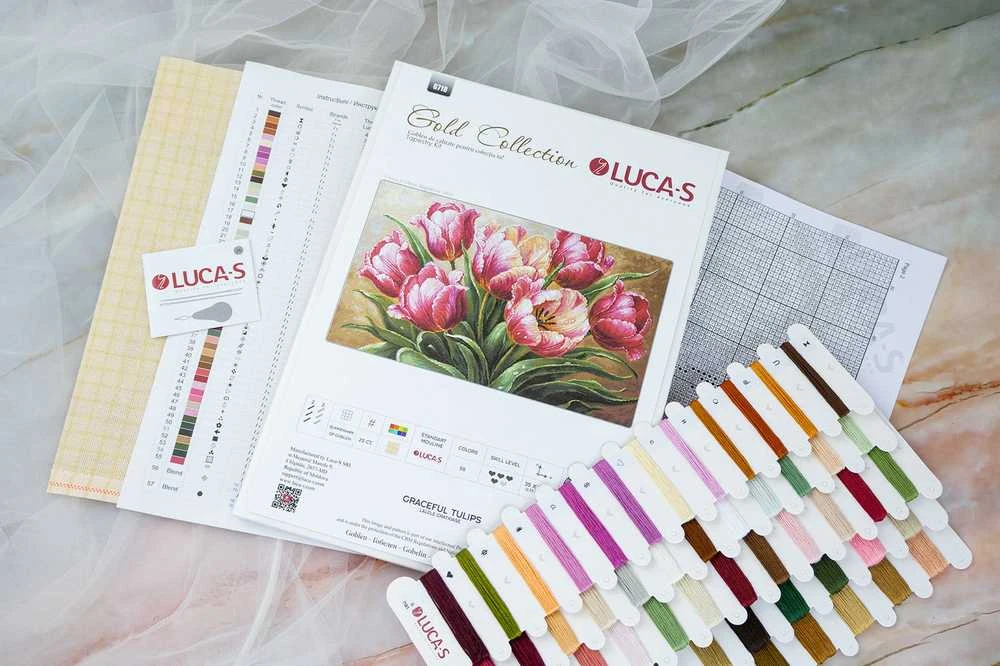 luca S Petit Point rinkinys "Graceful Tulips" 35x20cm SG718