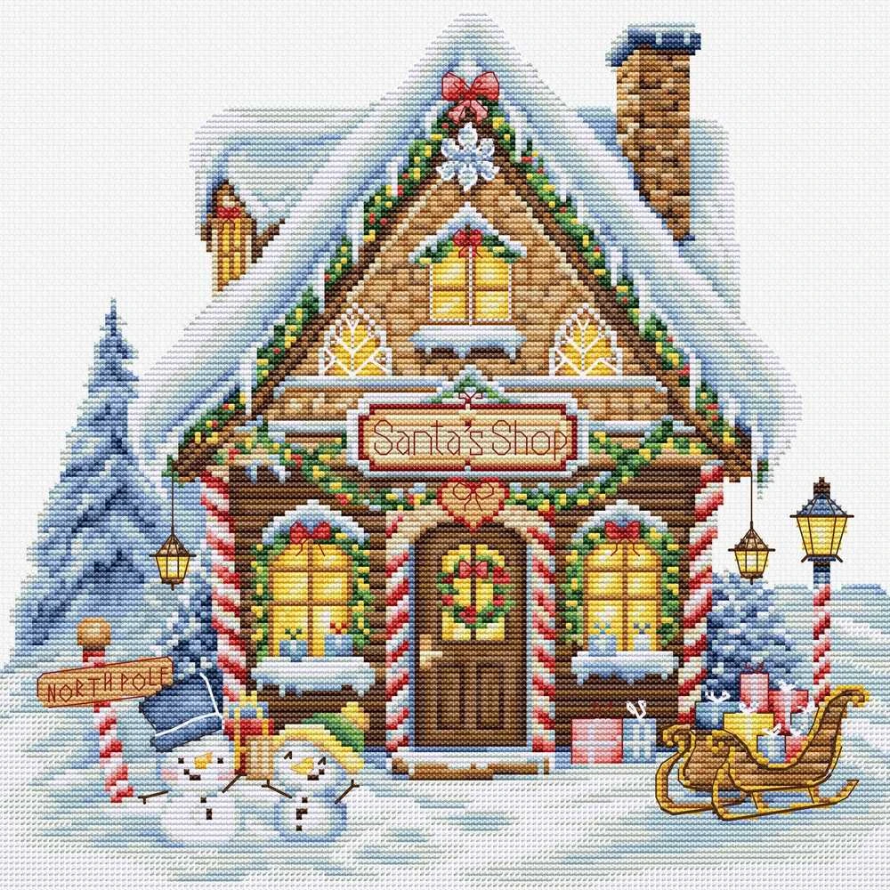 luca S Siuvinėjimo kryželiu rinkinys. "Santa's Shop" 25x25cm SB1435