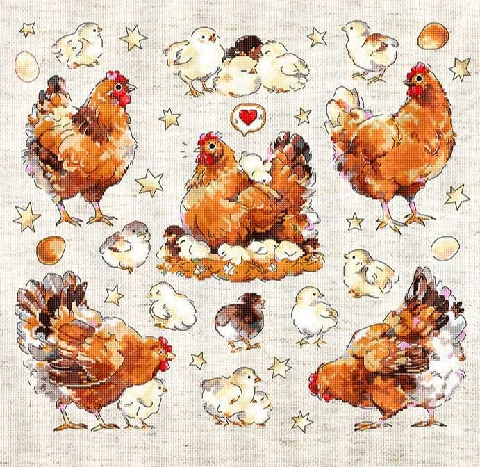 LetiStitch luca S Dryžuotos vištos 33x30 cm SLETIL8819