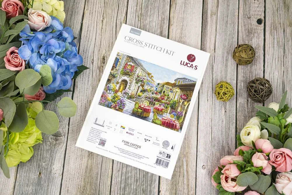 luca S Kryželiu siuvinėjimo rinkinys Fiori Caffes 52x35cm SBU5080