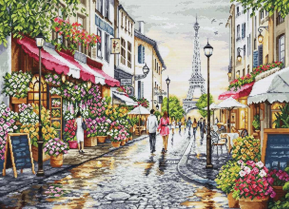 luca S Siuvinėjimo rinkinys „Paryžiaus gėlių parduotuvė“ 48 x 35 cm SBU5107