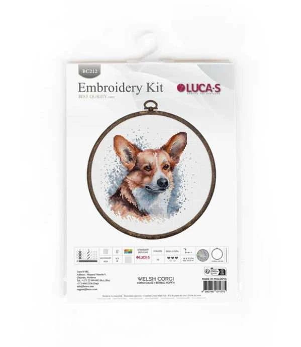luca S Kryželio siuvinėjimo rinkinys su lankelis "Welsh Corgi" 14x15 cm SBC212