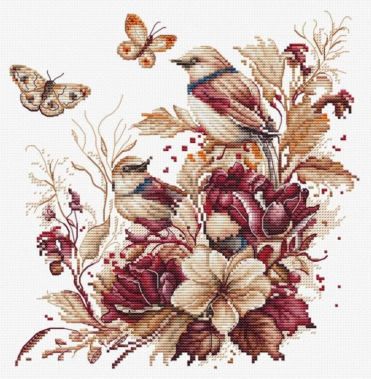 luca S Siuvinėjimo kryželiu rinkinys The Birds-Autumn 21x21cm SB2419