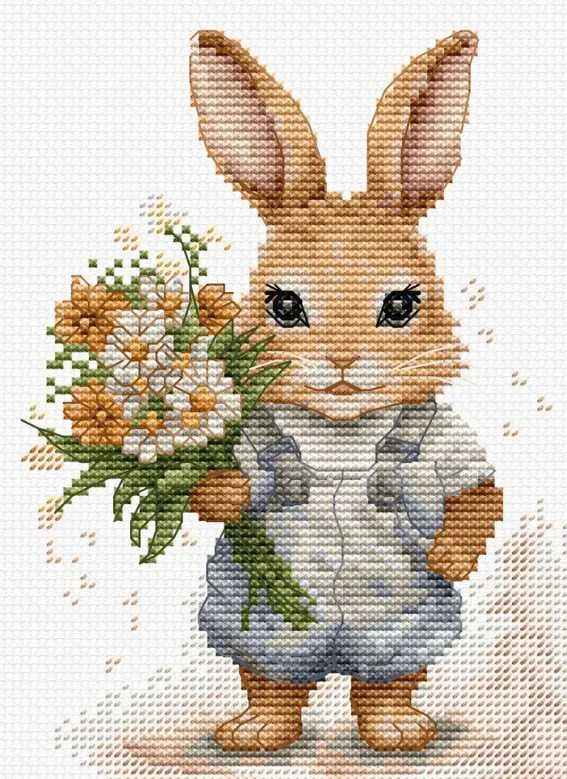 luca S Skaičiuojamo kryžminio dygsnio rinkinys "The Bunny's Surprise" 10x14cm SB1409