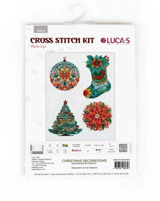 luca S Kalėdiniai žaislai ant plastikinės drobės "Kalėdinės dekoracijos" 10x15cm SJK042