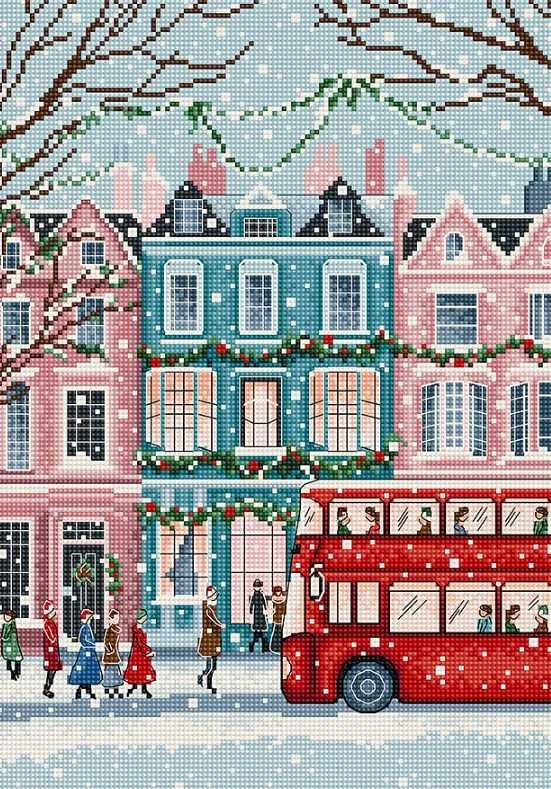 LetiStitch luca S Kryželio rinkinys Londono sniegas 19x27cm SLETIL9919