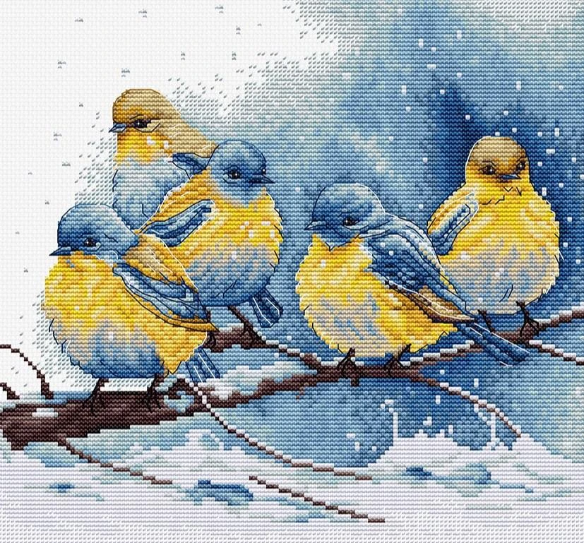 luca S Skaičiuojamas kryželiu siuvinėjimo rinkinys "Eastern Bluebirds" 22x21cm SBU5028
