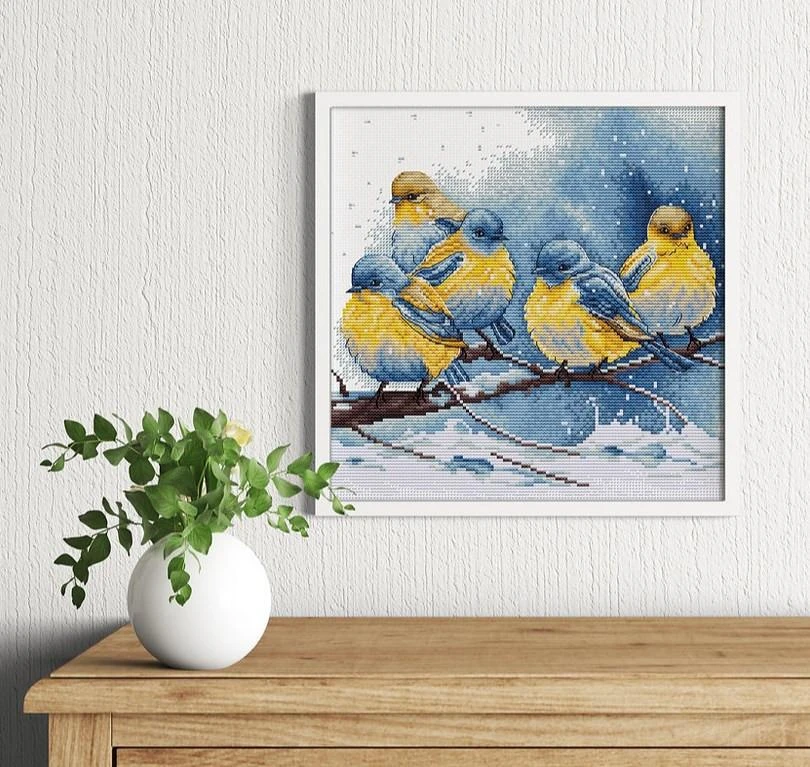 luca S Skaičiuojamas kryželiu siuvinėjimo rinkinys "Eastern Bluebirds" 22x21cm SBU5028