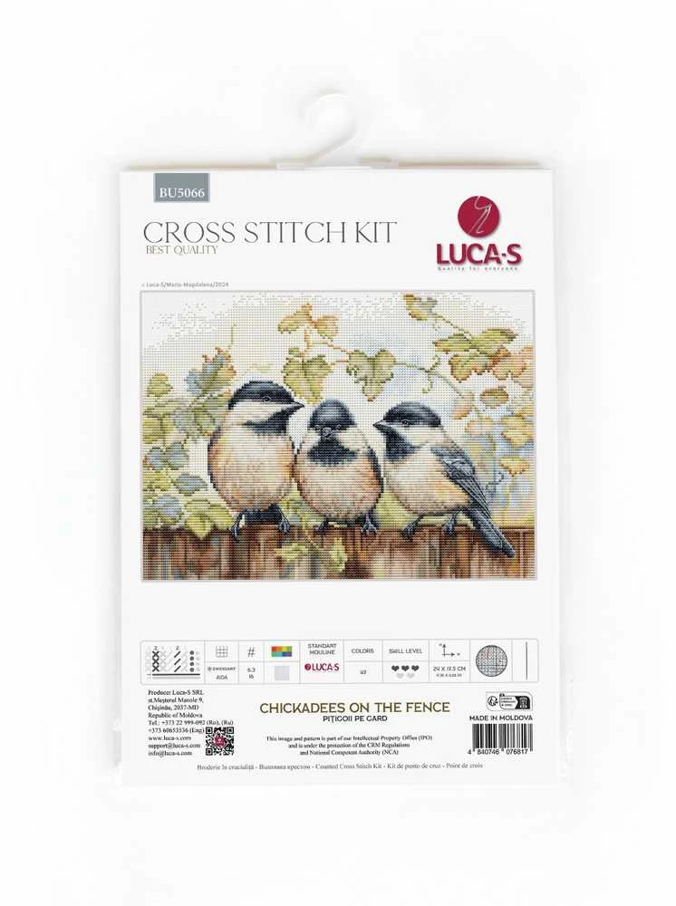 luca S Kryželiu siuvinėjimo rinkinys Kikiliai ant tvoros 24x17,5cm SBU5066