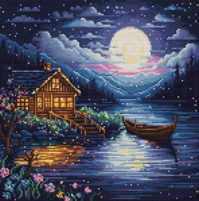 luca S Kryželiu siuvinėjimo rinkinys "Pavasario naktis" 24x24cm SB701