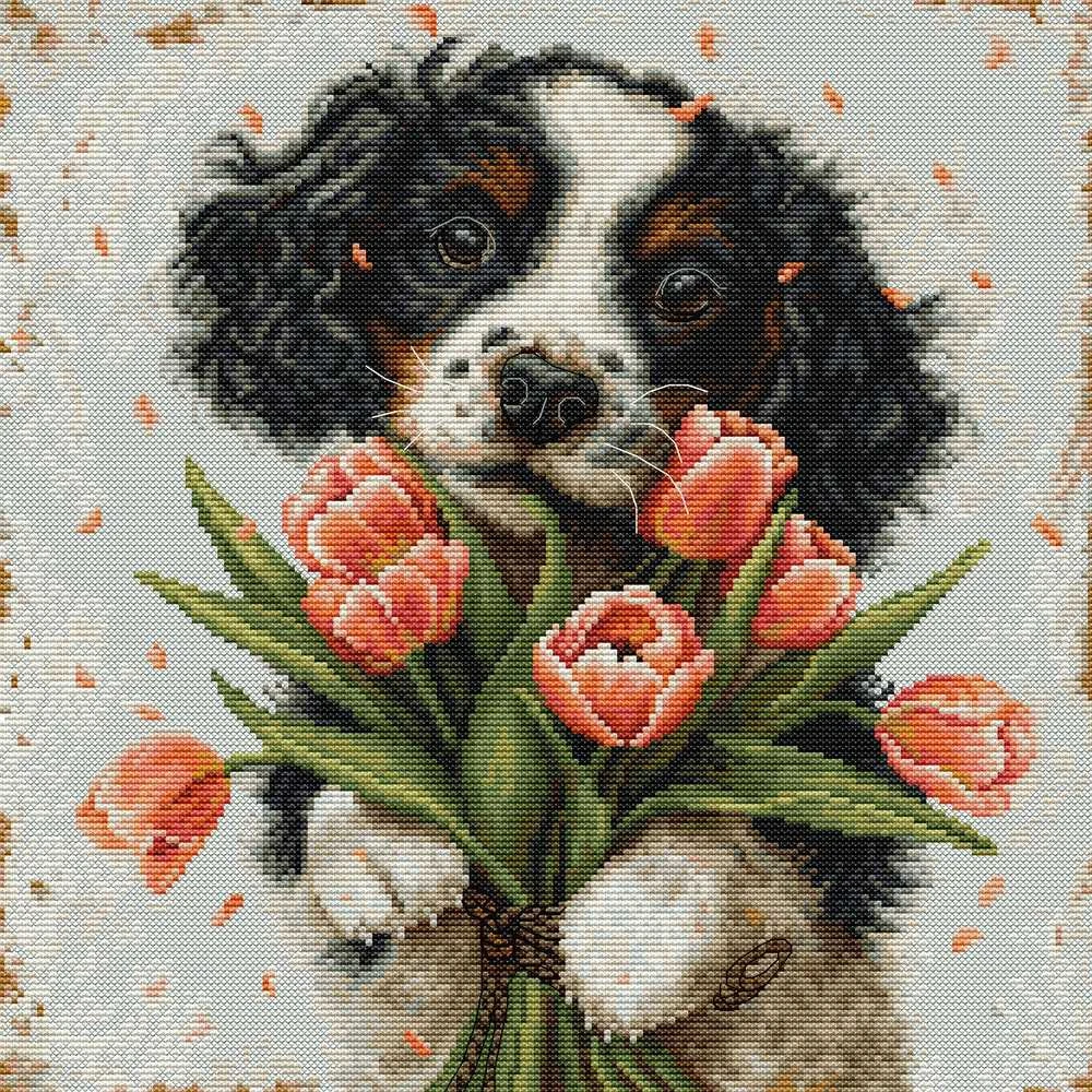 luca S Kryželiu siuvinėjimo rinkinys „The Cocker Spaniel Puppy“ 27x27cm SBU5067