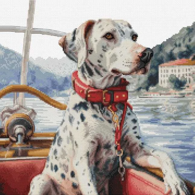 luca S Skaičiuotas kryžiaus dygsnio rinkinys "Dalmatinas prie Komo ežero" 29x29cm SBU5039