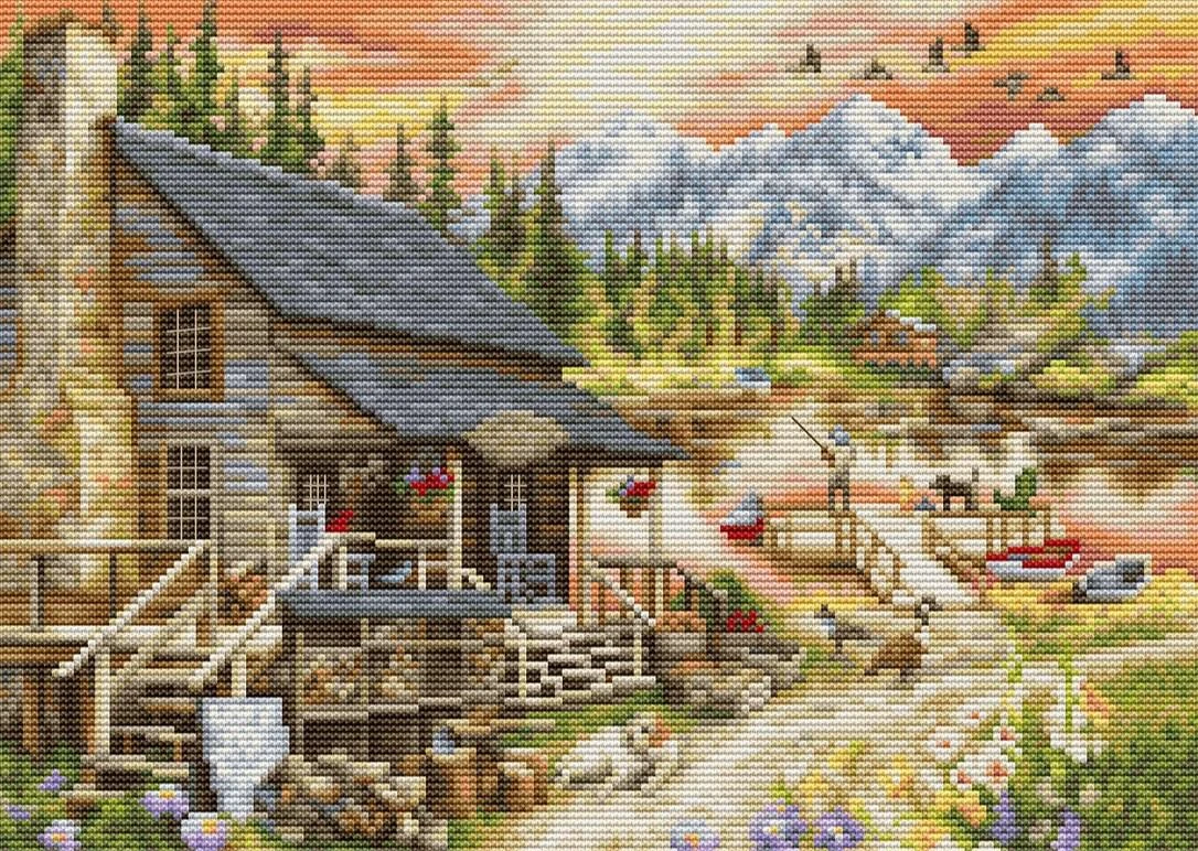 luca S Kryželiu siuvinėjimo rinkinys „Log Cabin General Store (mažo formato versija)“ 30.5x22 cm SBU5020