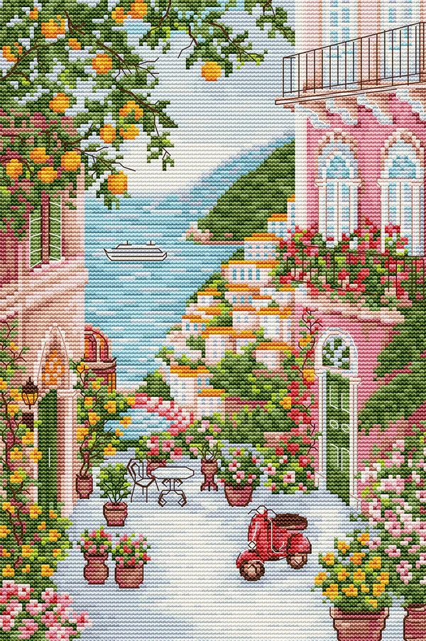 luca S Siuvinėjimo kryželiu rinkinys Positano, Italija 17,5x26 cm SBPK02