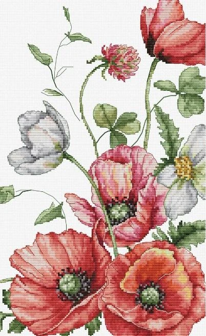 luca S Skaičiuojamo kryželio rinkinys "Lauko aguonos" 20x32cm SB7020
