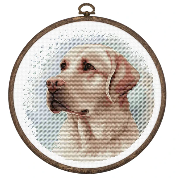 luca S Siuvinėjimo kryželiu rinkinys su lankeliu The Labrador 16x16cm SBC211