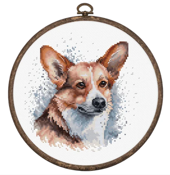 luca S Kryželio siuvinėjimo rinkinys su lankelis "Welsh Corgi" 14x15 cm SBC212