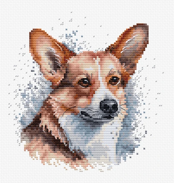 luca S Kryželio siuvinėjimo rinkinys su lankelis "Welsh Corgi" 14x15 cm SBC212