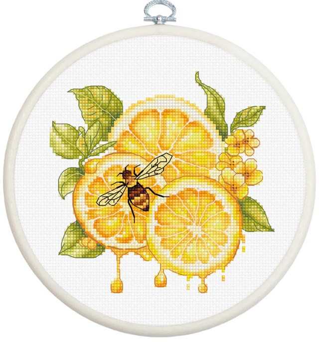 luca S Siuvinėjimo kryželiu rinkinys su lankeliu "The Lemon Juice" 12 x 12 cm SBC234