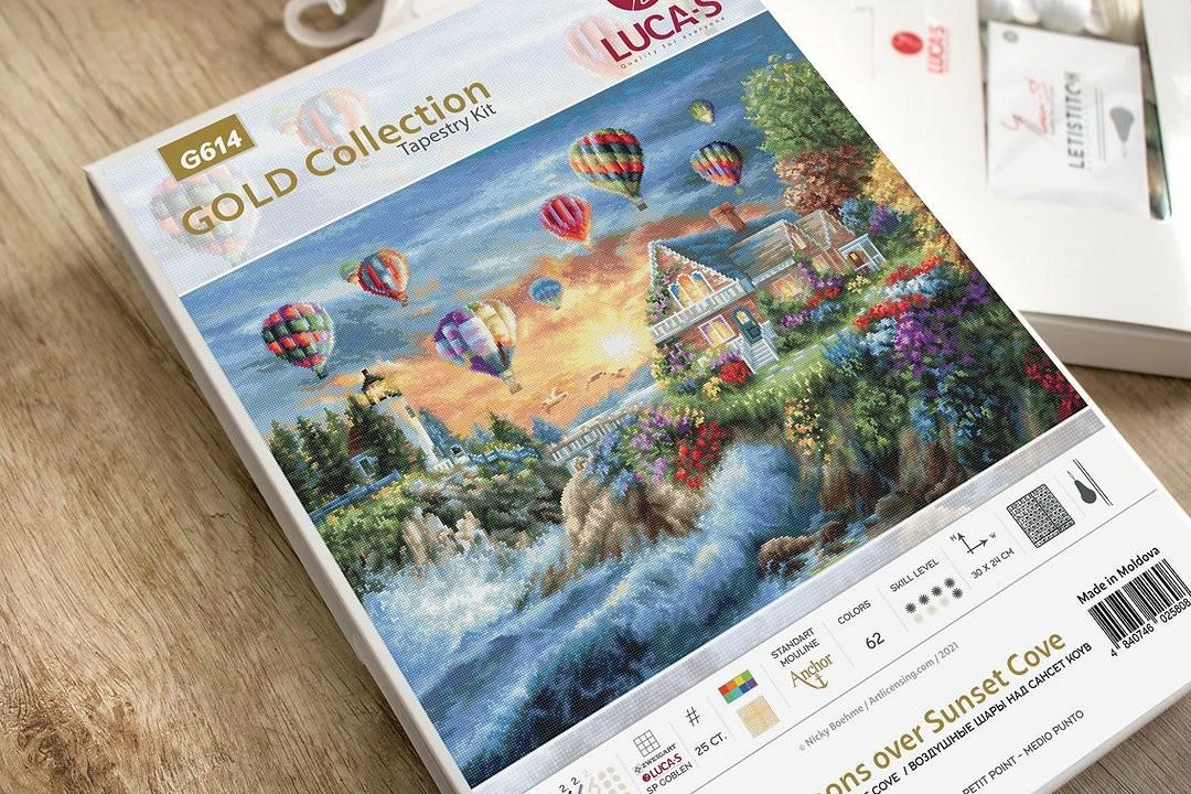luca S Petit Point Rinkinys "Balionai virš Saulėlydžio Įlankos" SG614