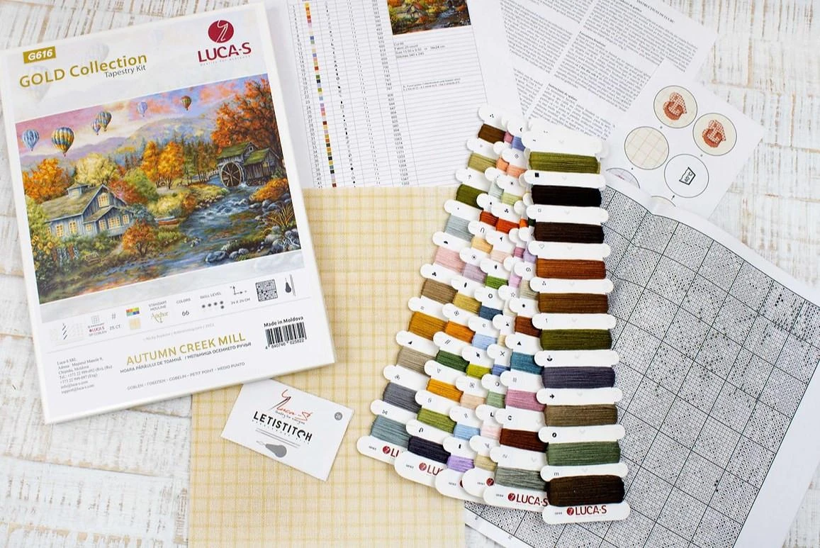 luca S Petit Point Rinkinys "AUTUMN CREEK MILL" SG616