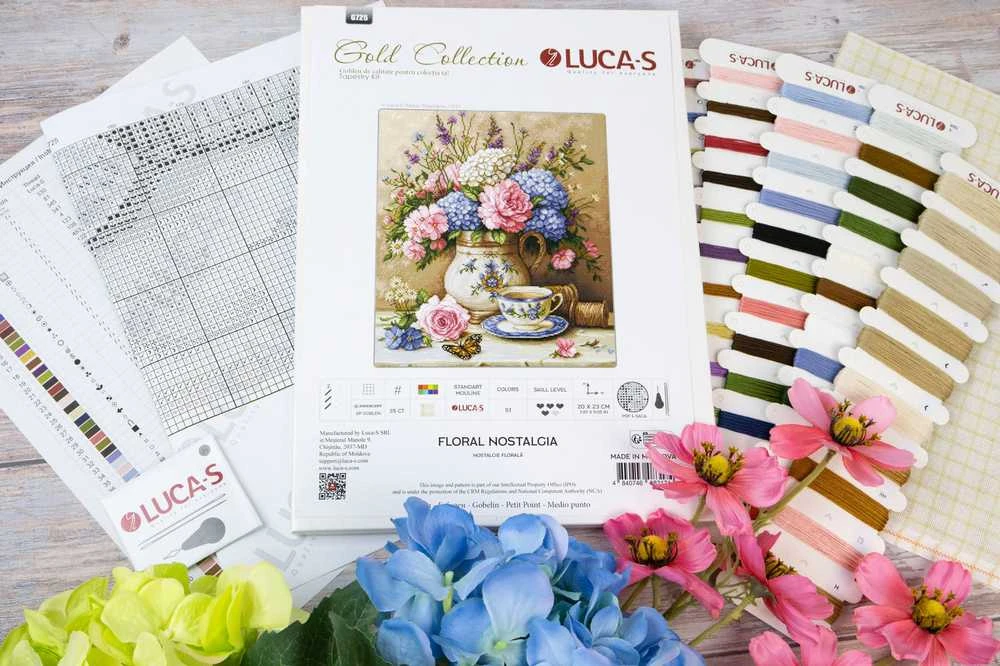 luca S Petit Point rinkinys "Gėlių nostalgija" 20 x 23 cm SG725