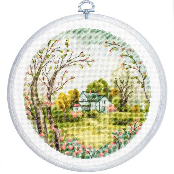 luca S Siūlų kryželiu rinkinys su lankelis "Pavasaris" 17x17 cm SBC219