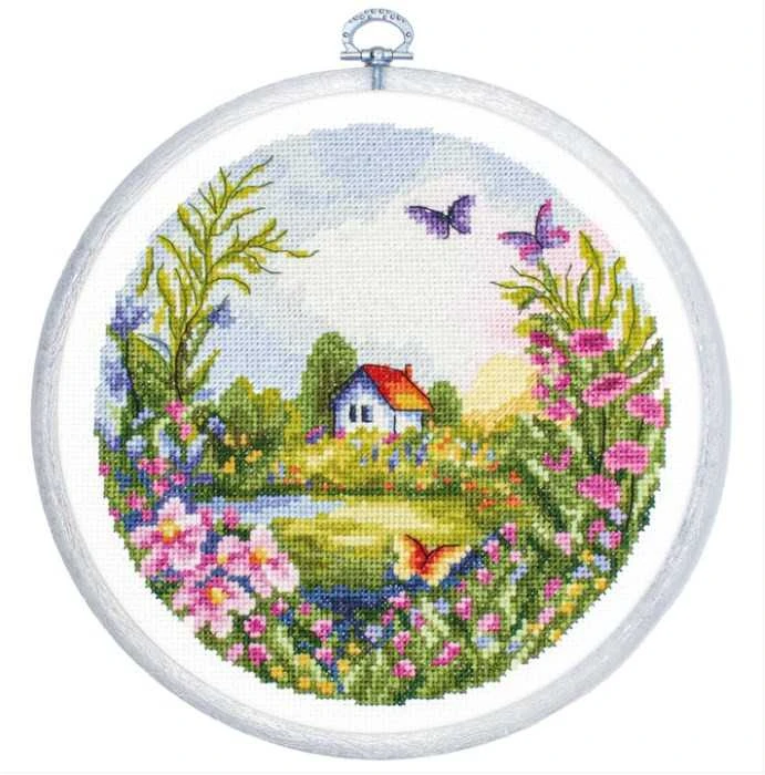 luca S Skaičiuojamo kryželiu siuvinėjimo rinkinys su lanku „The Summer“ 17x17 cm SBC220