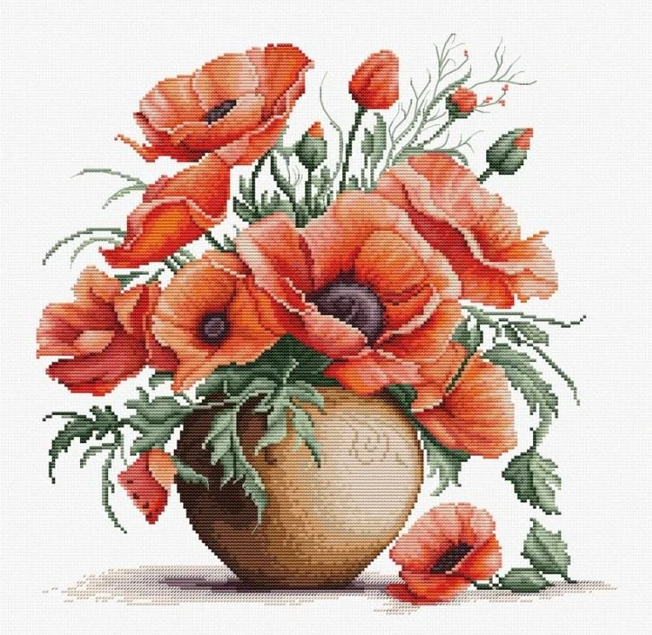 luca S Siūlų kryželiu siuvinėjimo rinkinys "Vasaros rubinai" 30x30cm SB7022