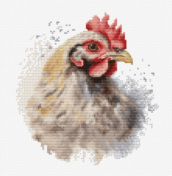 luca S Skaičiuojamo kryžminio dygsnio rinkinys su lanku „Viščiukas“ 15x16cm SBC216