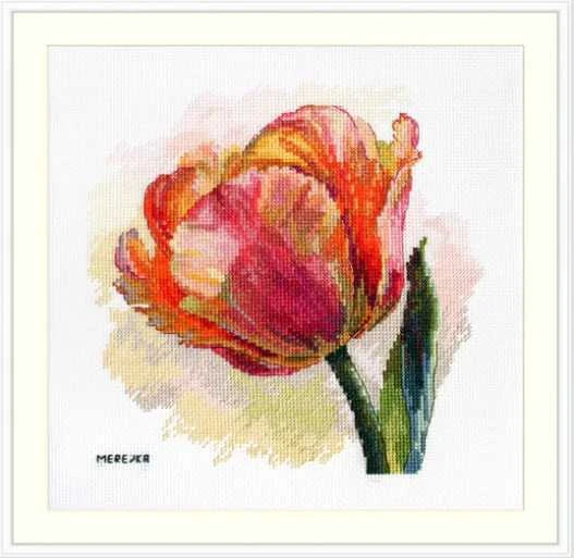Merejka Siuvinėjimo kryželiu rinkinys "Papūgos tulpė" 21x21 SK248