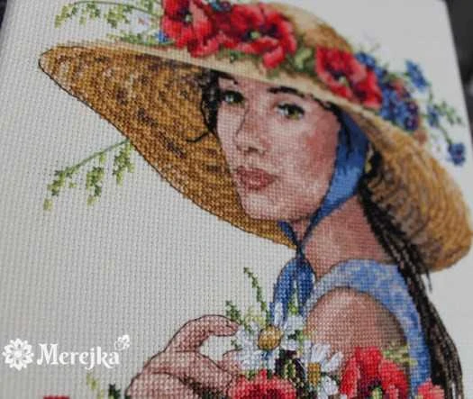 Merejka Kryželių siuvinėjimo rinkinys "Gėlėta kepurėlė" 21x25 SK250